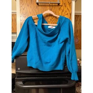 Krush Women Blue Shoulder Cutout Sweater Size Large